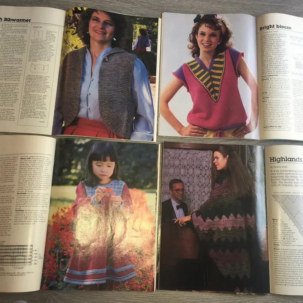 Knitter's Knitting Pattern Magazine LOT OF 6 Sweater Shawl Afghan Handmade 80s
